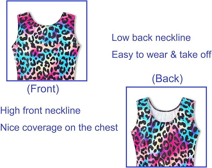 Domusgo Gymnastics Leotards for Girls Sparkly One-Piece Pro Kids Unitard Biketards with Shorts
