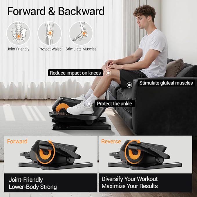 Under Desk Elliptical Machine, Electric Leg Exerciser as Seen on Tv for Seniors, Quiet Portable Seated Pedal Exerciser with Remote Control, 12 Speeds, Auto & HR Mode for Home Office