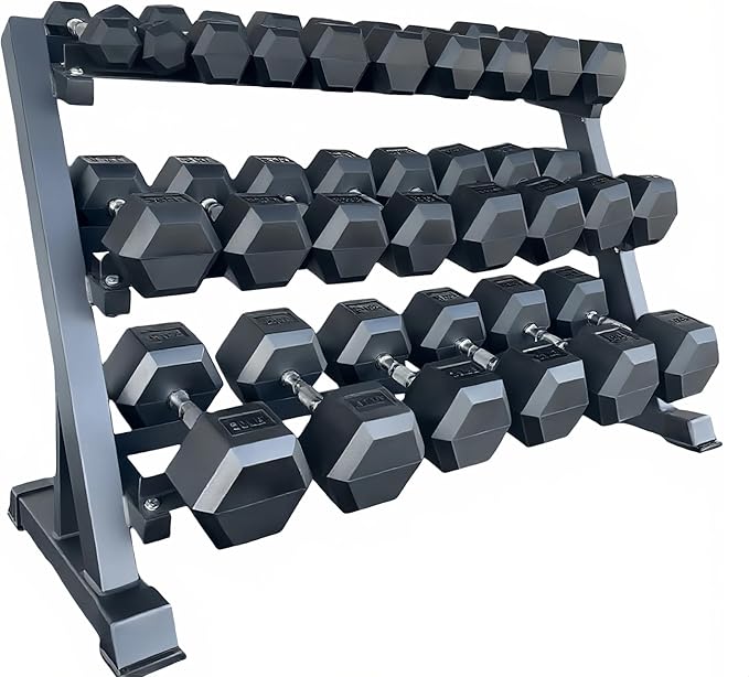 350/450/550 lbs Hex Weight Dumbbells Sets with Rack Rubber Encased Dumbbell Free Weights Set for Home Gym Weight Rack with Dumbbells Set