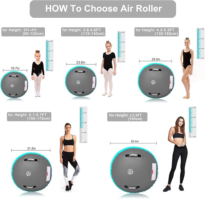 AWSUM Air Roller Gymnastics Barrel Inflatable Tumbling Mat Back Handspring Trainer for Octagon Mat Gym Home Gymnastics Equipment 1PCS，No Electric Pump