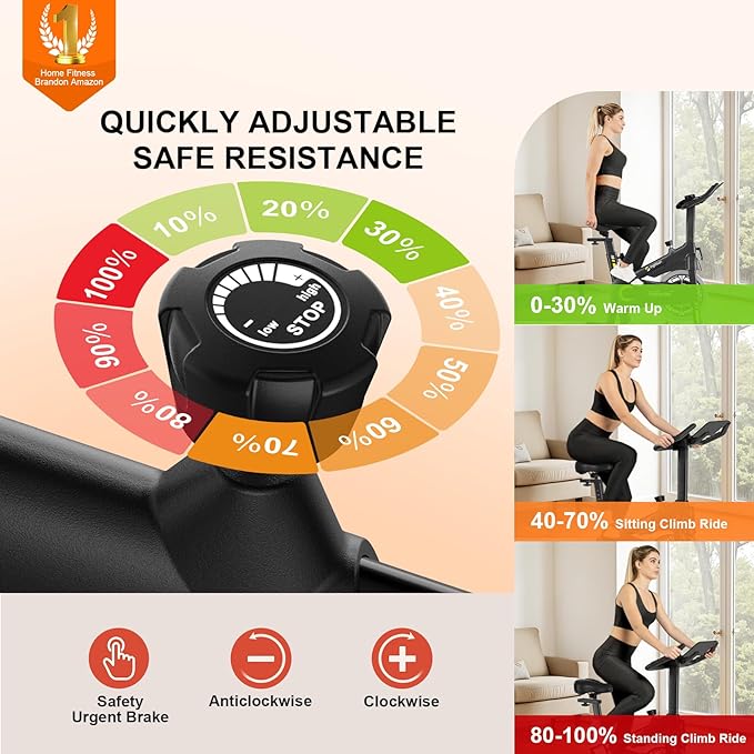 Exercise Bikes for Home,Indoor Cycling Bike with Adjustable Magnetic,Brake Pad Resistance Silent Belt Drive,330lbs Weight Capacity &Upgraded Version Seat for Home Cardio&Weight Loss