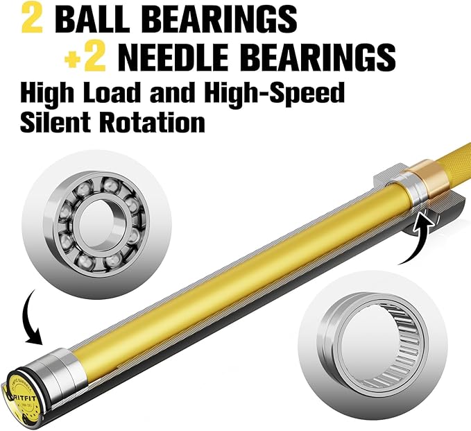 RITFIT 7FT Olympic Barbell for Strength and Weightlifting Training - 2 Inch Olympic Bar for Squat, Deadlift, Bench Press, Curl, Overhead Press - 600lbs/1000lbs/1200lbs Capacity