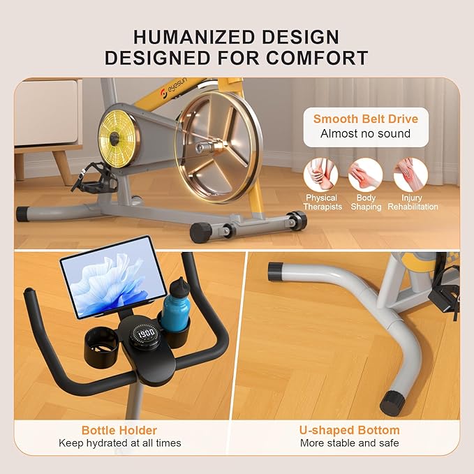 Exercise Bikes for Home,Indoor Cycling Bike with Adjustable Magnetic,Brake Pad Resistance Silent Belt Drive,330lbs Weight Capacity &Upgraded Version Seat for Home Cardio&Weight Loss