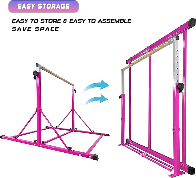 Marfula Gymnastic Bar For Kid and Teenage of 3-25, 5Ft/8 FT Base Length 4Ft Width 5Ft Adjust Height, Gymnastic Kip Bar For Gymnast, Gymnastic Training Equipment For Professional Training Home Club Use