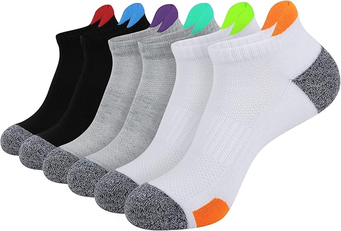 JOYNÉE Mens Ankle Athletic Low Cut Socks Running Sports Cushioned Sock for Men 6 Pack
