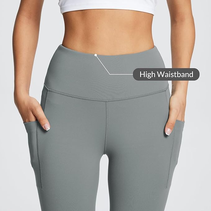 BALEAF Women's Leggings with Pockets Black Tummy Control Workout High Waisted Athletic 7/8 Ultra Soft Gym Yoga Ankle Pants