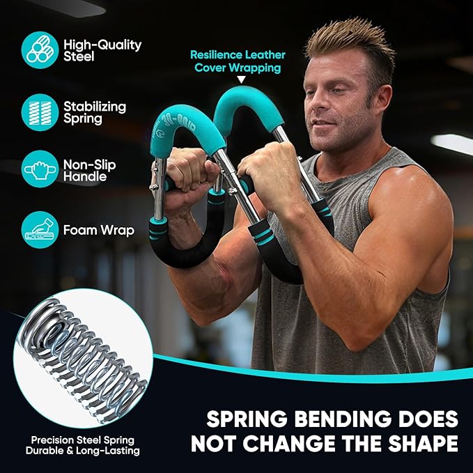 FitBeast Twister Arm Trainer, 4 Progressive Resistance Levels (30-120 lbs), 4-Spring Adjustable Arm & Chest Workout Equipment, Upper Body Strength Training Equipment for Home Gym