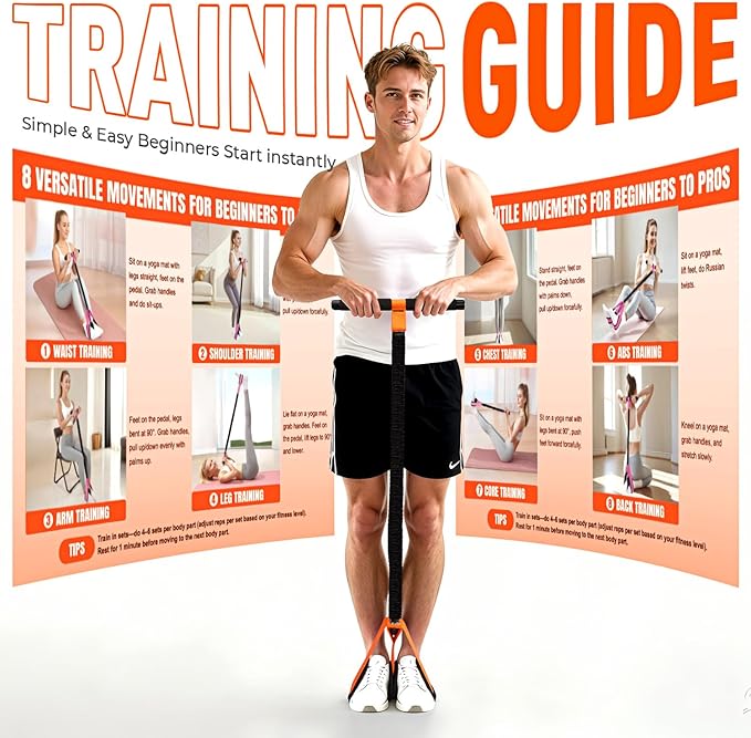 Upgraded Durable Pedal Resistance Band with Handle, Thickened Latex Tubes and Soft Foam Fabric Foot Pedal, Sit Up Exercise Equipment for Abdomen, Waist, Arm, Core/ABS, Leg, Physical Therapy