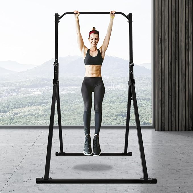 YIYIBYUS Adjustable Triangular Pull Up Dip Station Bar, Triangular Pull Up Station for Home Gym Strength Train 440LBS