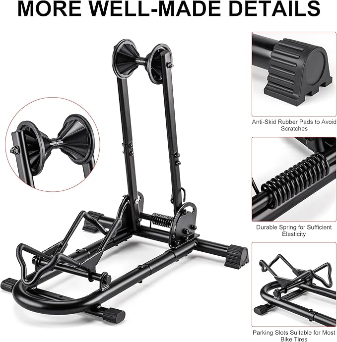 Indoor Bike Floor Stand - Bike Stand Rack for Garage/Home - Bike Storage Bicycle Parking Rack Fit 26”-29” Mountain Road Bikes