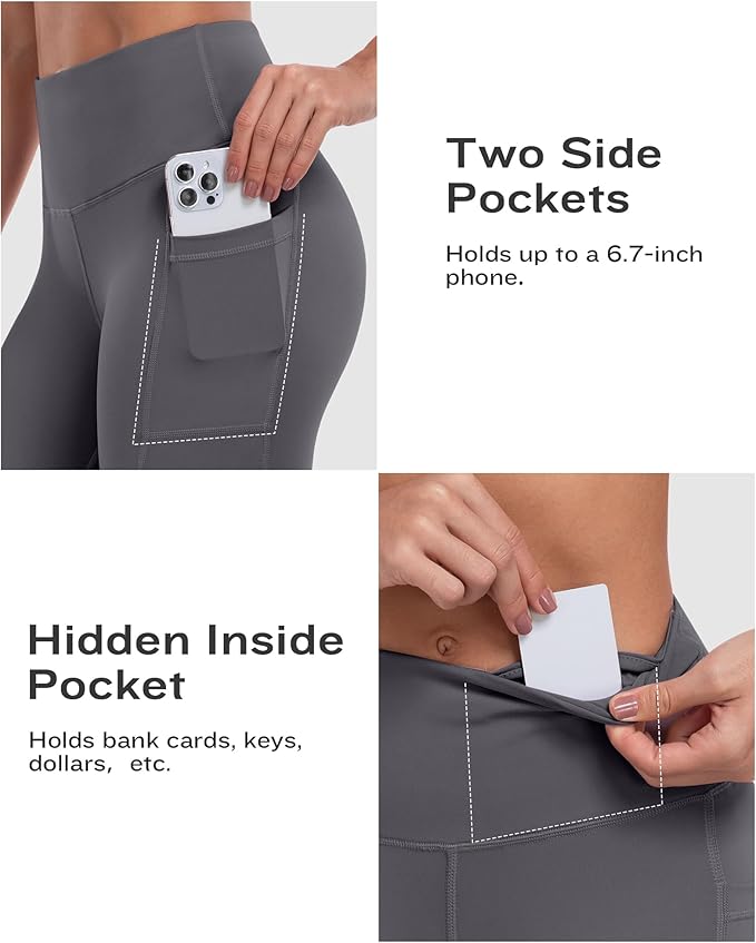 ATHVOTAR Biker Shorts Women with Pockets - 3"/5"/8" High Waisted Workout Spandex Tummy Control Gym Running Yoga Shorts
