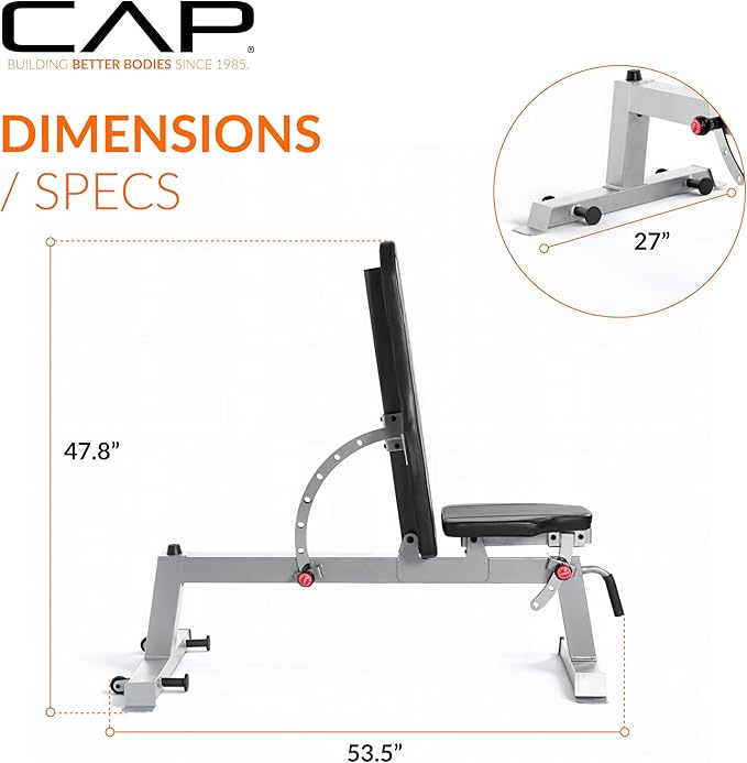 Cap Barbell Deluxe Utility Weight Bench Color Series