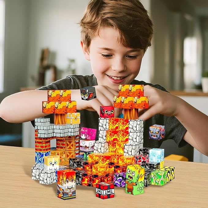 150 PCS Magnetic Blocks - Building Block for Kids Ages 4-8, Magnet Blocks Cubes Tiles Constructions Toys Girl Boy, STEM Educational Stacking Toy, Play Game Preschool Learning Gifts