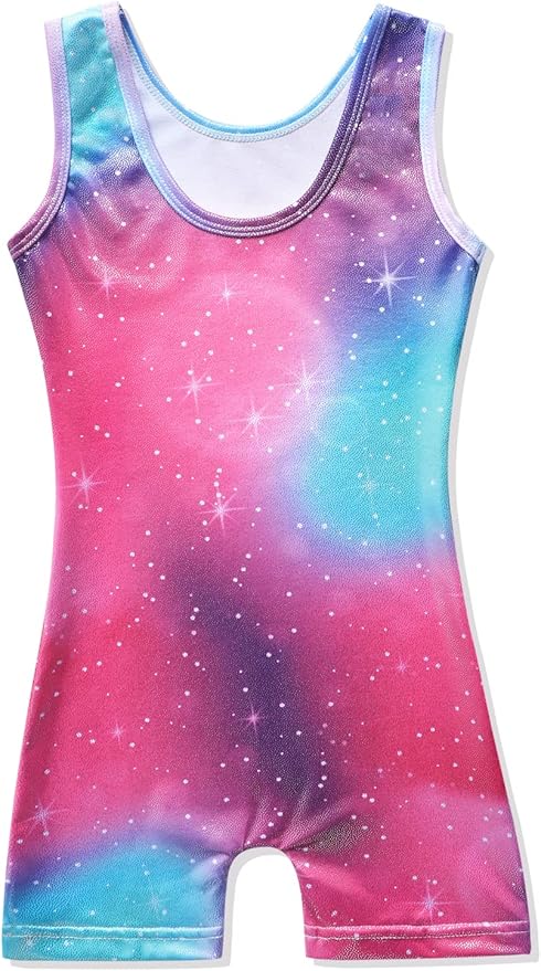 HOZIY Gymnastics Leotards for Girls with Shorts Toddlers Biketards Rainbow Unicorn Dinosaur Mermaid Leopard Flower Galaxy