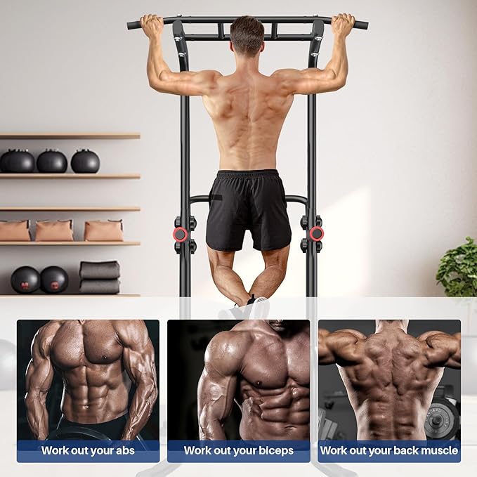 BangTong&Li Power Tower, Pull Up Bar Dip Station/Stand for Home Gym Strength Training Workout Equipment