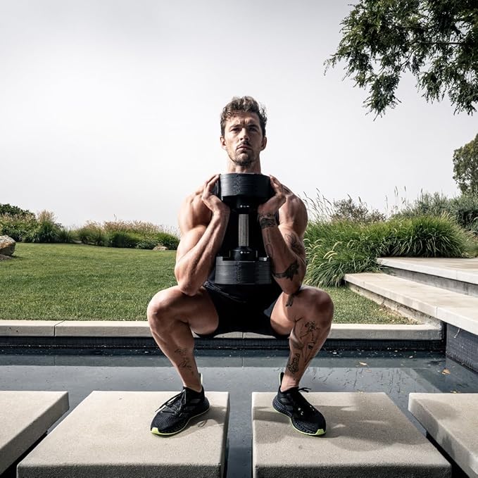 SMRTFT NUOBELL Adjustable Dumbbells 5–80 lb Set | Original NUOBELL | 22 Weights in 1 for Home Gym Strength Training | Steel-Knurled Handle | Space-Saving Dumbbell Set of 2 | 2-Year Warranty