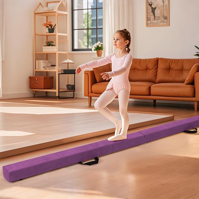 Giantex 7FT/8FT/9FT Balance Beam, Folding Gymnastics Beam w/Carry Handles, Floor Foam Gymnastics Equipment for Kids, Non Slip Rubber Base for Exercise, Practice & Professional Home Training