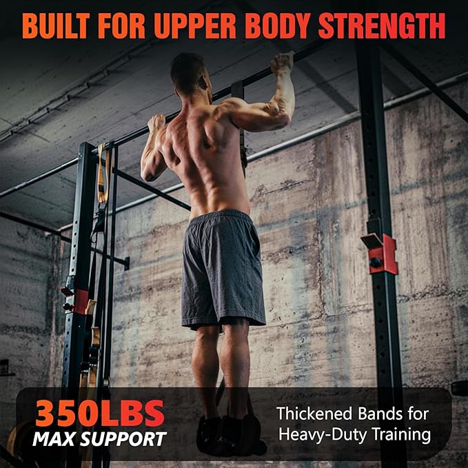 Pull Up Assistance Bands 300 lbs – Heavy Duty Adjustable Pull Up Bar Resistance Bands Set with 4 Assistance Bands, Dual Foot Rest, Nylon Straps & Door Anchor for Unisex Home Gym Strength Training