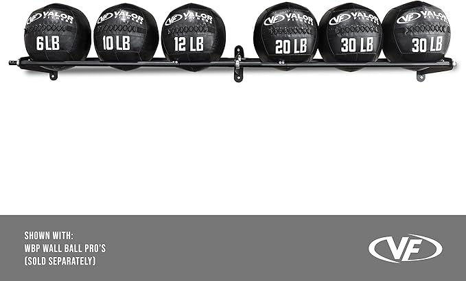 Valor Fitness Wall-Mounted Adjustable Ball Storage Rack – Holds Slam Balls, Medicine Balls, Stability Balls, Basketballs – Compact Space-Saving Gym Equipment for Home and Commercial Use