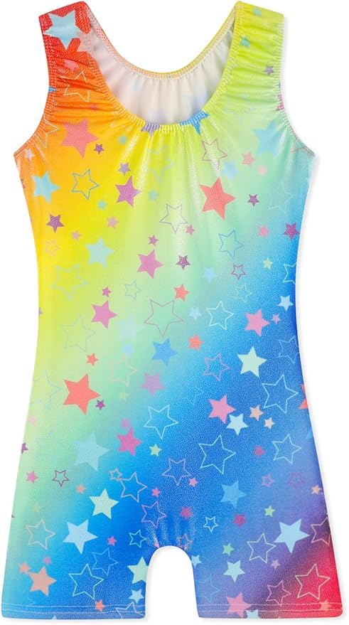 Leotards for Girls Gymnastics Toddler Dance Biketards Mermaid Unicorn Athletic Dance Wear Shiny Rainbow Blue Hotpink