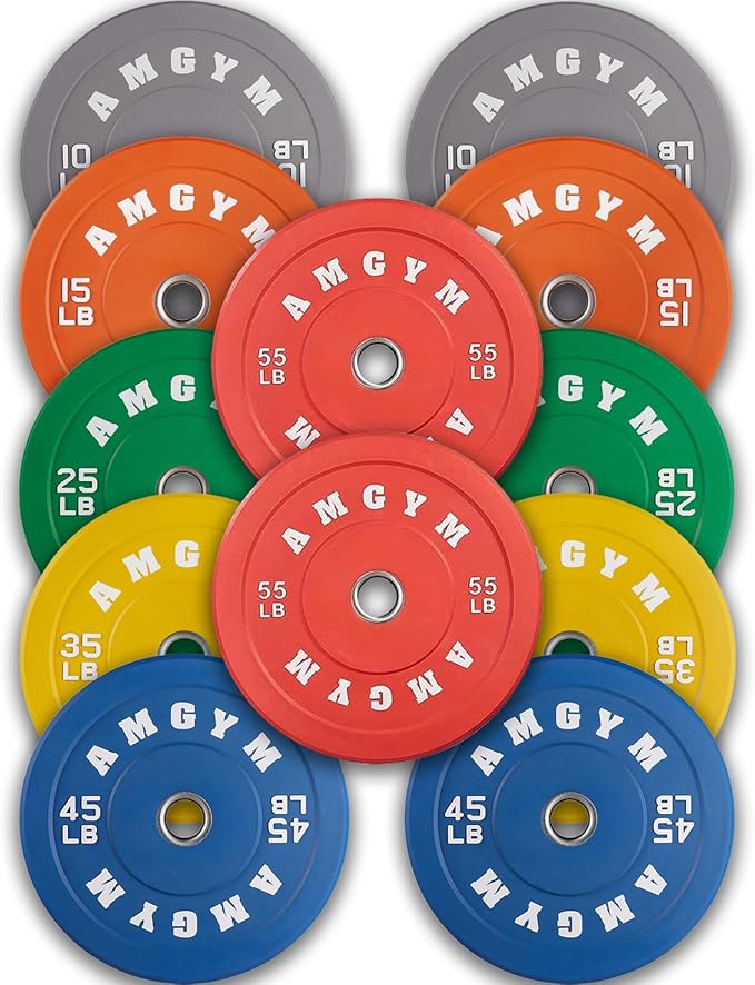 2 Inch Bumper Plates，10-500lbs，Barbell Rubber Olympic Weight Plates Set for Home Gym, Strength Training & Weight Lifting, Multiple Options Colors