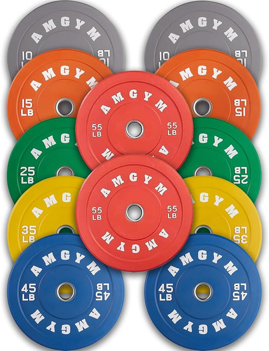 2 Inch Bumper Plates，10-500lbs，Barbell Rubber Olympic Weight Plates Set for Home Gym, Strength Training & Weight Lifting, Multiple Options Colors