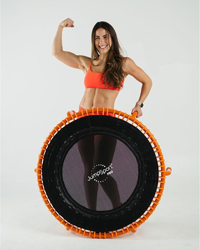 JumpSport 350 PRO Fitness Trampoline, Cardio Workout, No-Tip Arched Legs Home Gym Equipment, Adjustable Bungees & 60 Day Trial Video