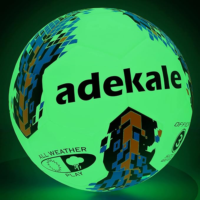 Glow in the Dark Soccer Ball Full Size 3/4/5, Sports Soccer Accessories Gifts Toys for Kids，Boys 8-12 , Light Up Ball with pump and needles, Ideal Soccer Gifts for Boys Age 7 8 9 10 11 12 13 14