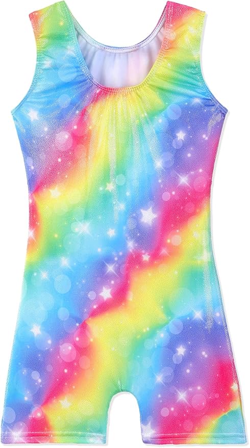 Leotards for Girls Gymnastics Toddler Dance Biketards Mermaid Unicorn Athletic Dance Wear Shiny Rainbow Blue Hotpink