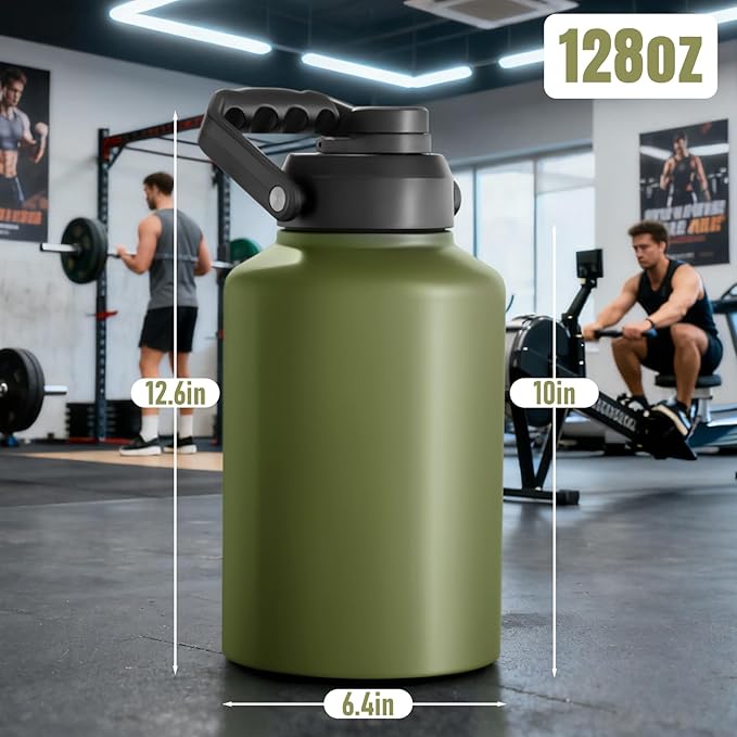 PARACITY 128Oz Gallon Water Bottle, Water Jug With Handle, Large Water Bottle Keeps Hot and Cold, Insulated water bottle for Sports, Office, Trip, Camping
