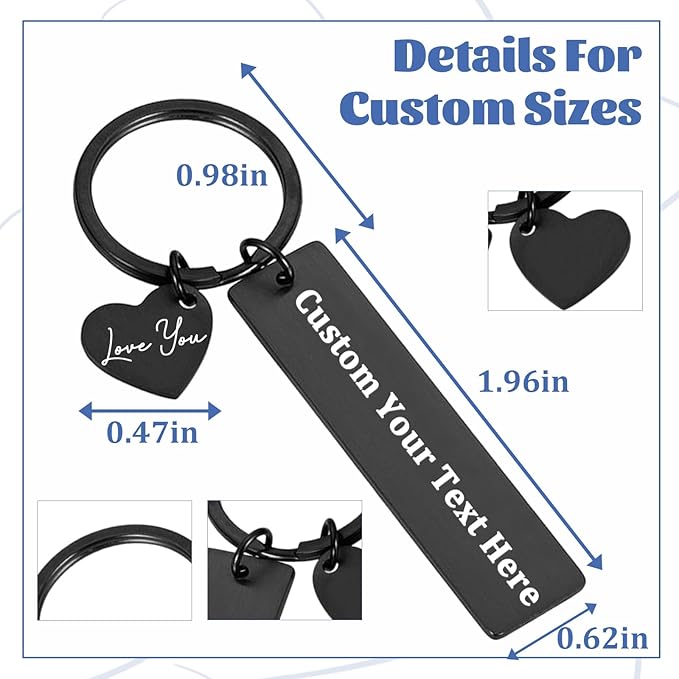 Customized Double Sided Keychain - Personalized Engraved Text/Number/Name Keychain, Custom Key chain Gift for Boyfriend