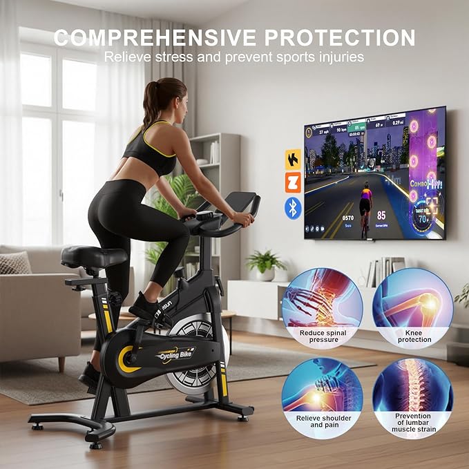 Exercise Bikes for Home,Indoor Cycling Bike with Adjustable Magnetic,Brake Pad Resistance Silent Belt Drive,330lbs Weight Capacity &Upgraded Version Seat for Home Cardio&Weight Loss