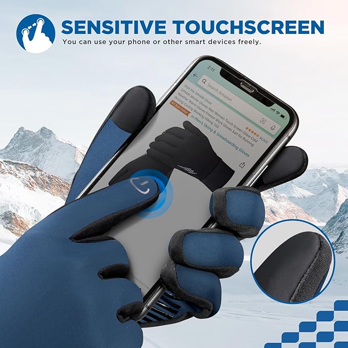 SIMARI Winter Gloves Women Men Ski Snow Gloves Liner Thermal Warm Touch Screen, Suit for Running, Cycling, Biking, Hiking, Driving, Walking, Typing, Freezer Work, Sports, Soccer, Shooting, Gaming 102