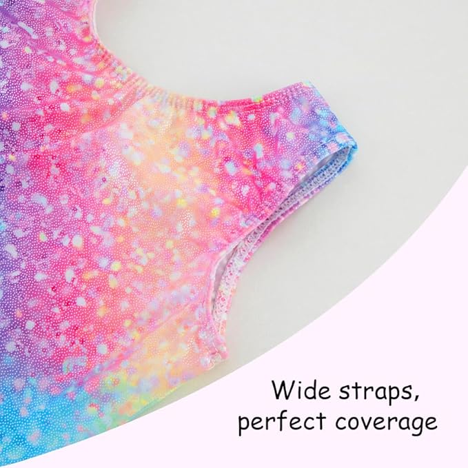 Leotards for Girls Gymnastics Toddler Dance Biketards Mermaid Unicorn Athletic Dance Wear Shiny Rainbow Blue Hotpink