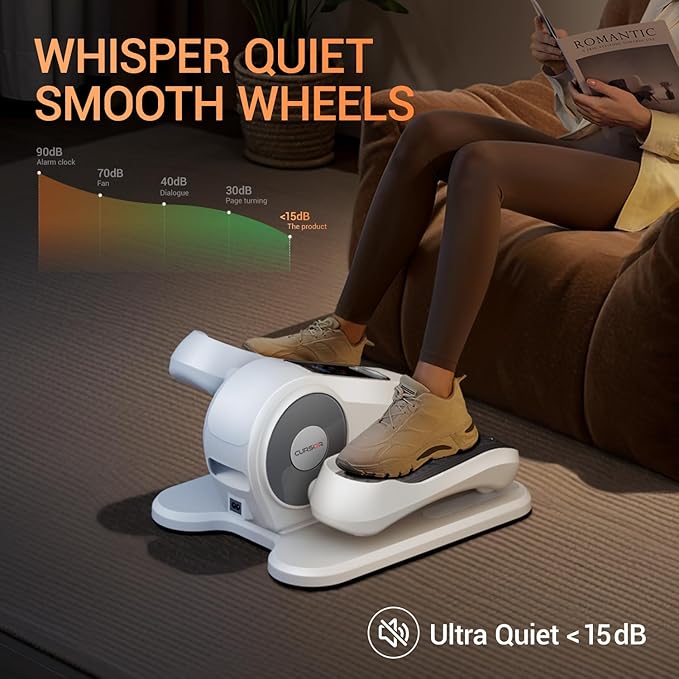 Under Desk Elliptical Machine, Electric Leg Exerciser as Seen on Tv for Seniors, Quiet Portable Seated Pedal Exerciser with Remote Control, 12 Speeds, Auto & HR Mode for Home Office