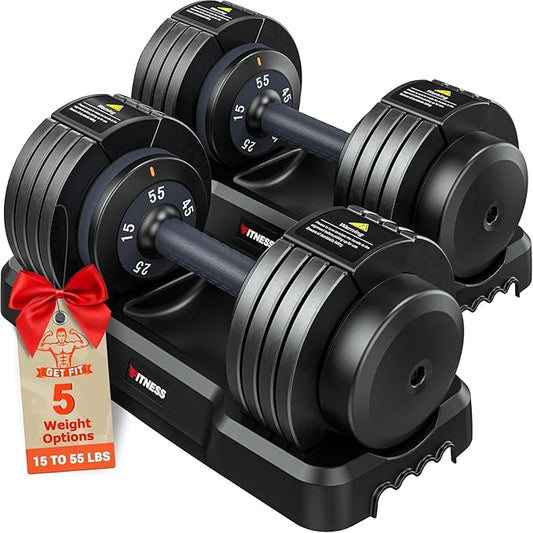 Adjustable Dumbbells Set of 2, 1 Hand Adjustable Weights Dumbbells Set, 5 in 1/10 in 1 Free Dumbbell with Anti-Slip Texture Handle, 25/55/80lb Pair Weight Set For Home Gym Suit both Men and Women