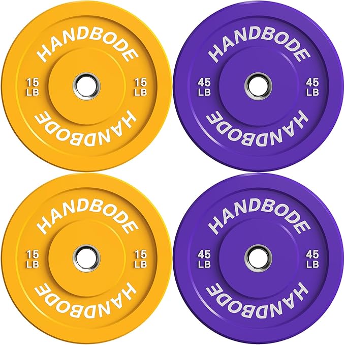 2-Inch Weight Plates High Bounce, Olympic Bumper Plate Set 45/100/160/190/260/300lb, Colored Weight Plates Set for Home Gym, Barbell Weights Rubber Strength Training Plate for Weight Lifting