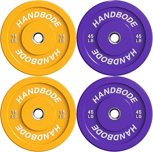 2-Inch Weight Plates High Bounce, Olympic Bumper Plate Set 45/100/160/190/260/300lb, Colored Weight Plates Set for Home Gym, Barbell Weights Rubber Strength Training Plate for Weight Lifting