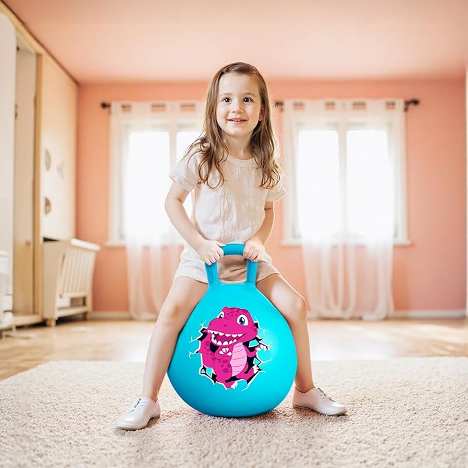 EVERICH TOY Hopper Ball for Kids 4-8, 18In Dinosaur Hoppity Hop Ball, Sit On Bouncy Balls with Handle, Indoor Outdoor Christmas Hopping Toys Gifts for Boys Girls