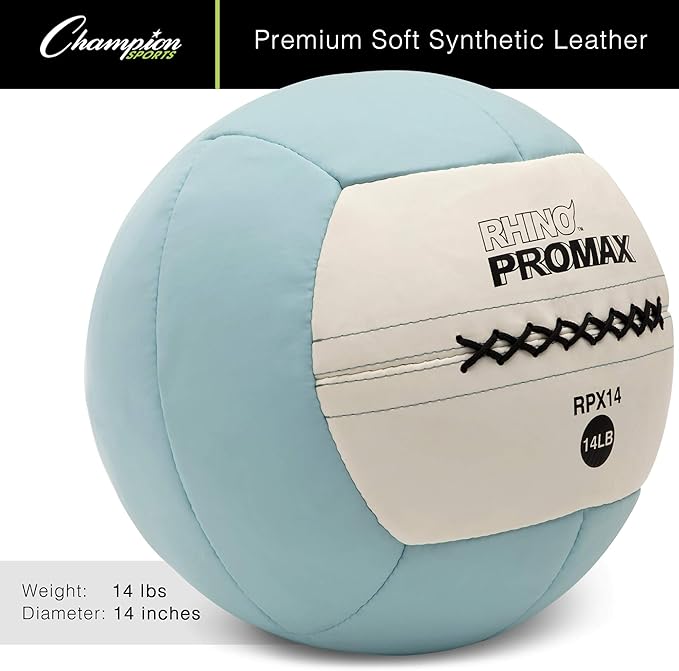 Champion Sports Rhino Slam Ball, 4-30 lb. Non-Slip Grip, Weightlifting, Crossfit, Home Gym, Fitness, 14" Diameter Balls, Optional Storage Rack/Tree Sold Separately