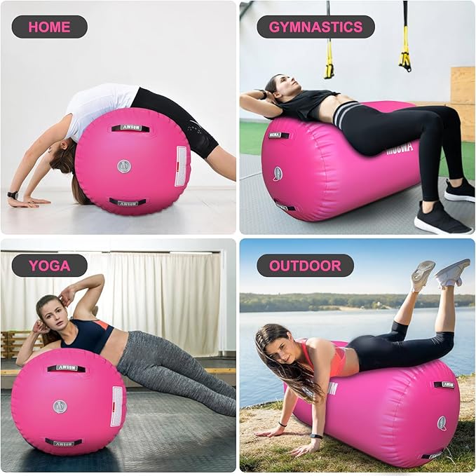 AWSUM Air Roller Gymnastics Barrel Inflatable Tumbling Mat Back Handspring Trainer for Octagon Mat Gym Home Gymnastics Equipment 1PCS，No Electric Pump