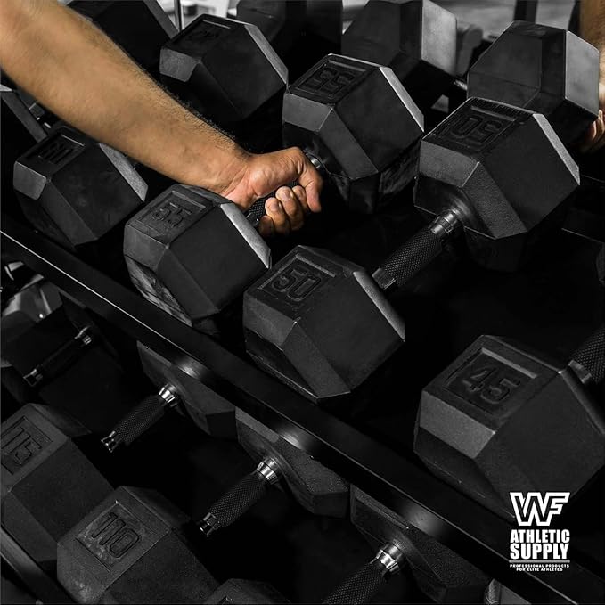 WF Athletic Supply 200Lb Dumbbell Set, 10-30Lb Dumbbell Set with Two-Tier Storage Rack for Muscle Toning, Strength Building & Weight Loss - Multiple Choices Available