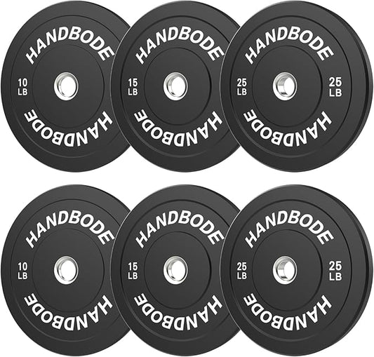 2-Inch Weight Plates High Bounce, Olympic Bumper Plate Set 45/100/160/190/260/300lb, Colored Weight Plates Set for Home Gym, Barbell Weights Rubber Strength Training Plate for Weight Lifting