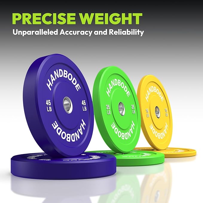2-Inch Weight Plates High Bounce, Olympic Bumper Plate Set 45/100/160/190/260/300lb, Colored Weight Plates Set for Home Gym, Barbell Weights Rubber Strength Training Plate for Weight Lifting