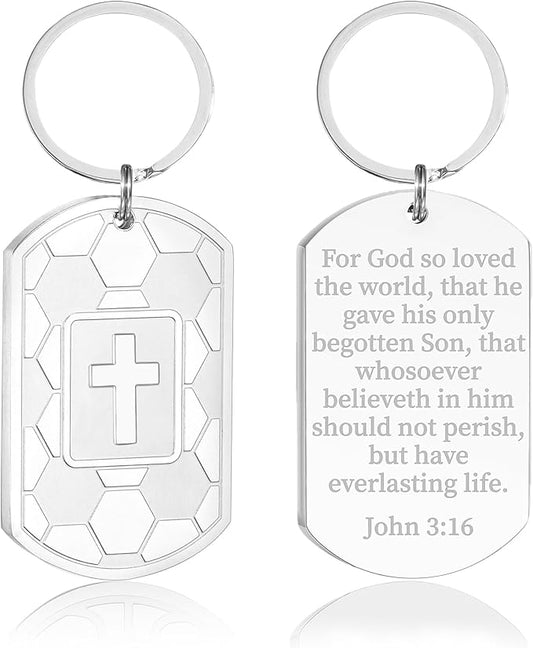 Stocking Stuffers- Football/Baseball/Soccer/Basketball Keychain for Men Baptism Confirmation Mens Gifts