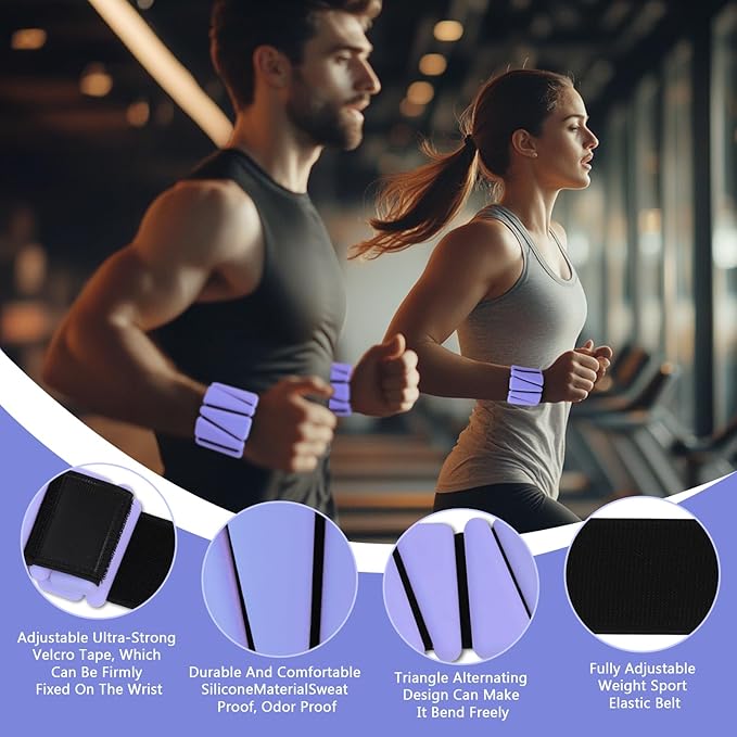 Wrist Weights Set of 2(1Lb Each), Adjustable Wrist and Ankle Weights Set for Women and Men, Wearable Silicone Wrist Bangles for Yoga, Dance, Pilates, Swimming, Cardio, Aerobics, Gym