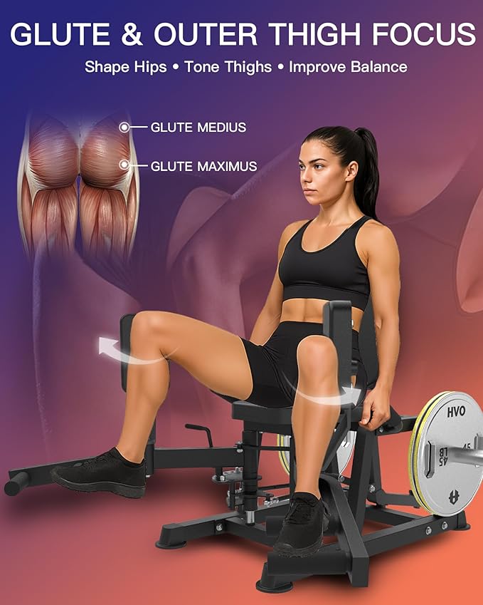 HVO Hip Adduction Abduction Machine: Abductor Adductor Machine-Inner and Outer Thigh Machine Glute Machines Thigh Master for Hip Abduction with 6 Levels Gear System Glute Machines