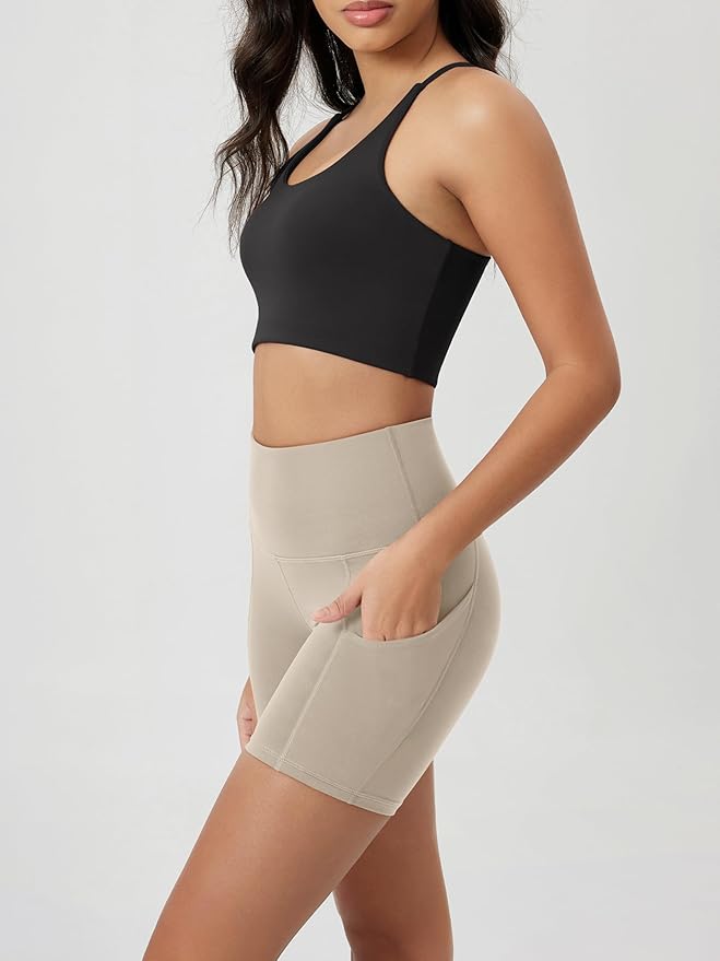 ODODOS Women's Tummy Control Biker Shorts 2.0 with Pockets High Waist Athletic Workout Yoga Shorts-3.5''/ 5"/ 8" / 10" Inseam