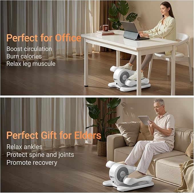Under Desk Elliptical Machine, Electric Leg Exerciser as Seen on Tv for Seniors, Quiet Portable Seated Pedal Exerciser with Remote Control, 12 Speeds, Auto & HR Mode for Home Office