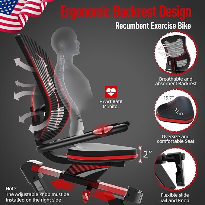 HARISON Pro Recumbent Exercise Bike 400 lbs Capacity, Semi-Commerical Magnetic Recumbent bike for Adult and Seniors, Recumbent Stationary bike for Home with Smart Bluetooth App, 2 in 1 LCD Monitor and Tablet Holder